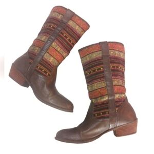 Steve Madden Aztec Fabric and Leather Boots Size 8.5